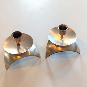 VTG MCM Brass Tripod candlestick holders.